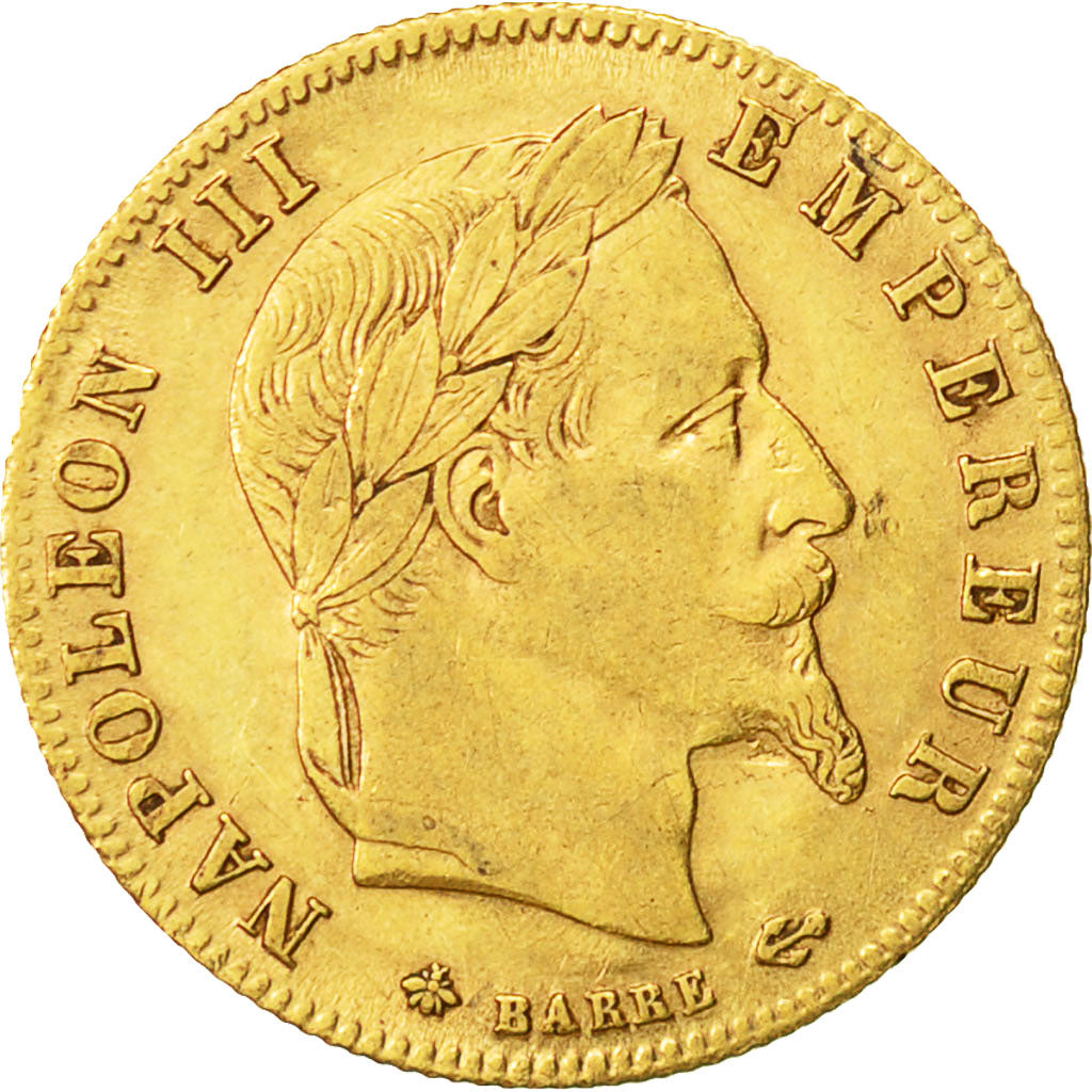 Moneda, Francia, Napoleon III, Napoléon III, 5 Francs, 1864, Paris, MBC+, Oro