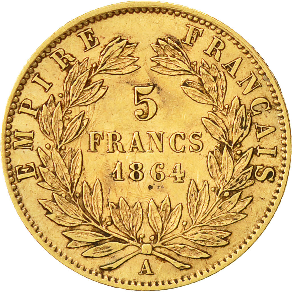 Coin, France, Napoleon III, Napoléon III, 5 Francs, 1864, Paris, EF(40-45)