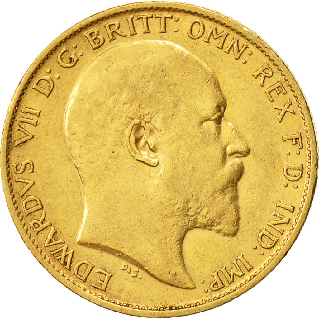 Coin, Great Britain, Edward VII, 1/2 Sovereign, 1902, EF(40-45), Gold, KM:804