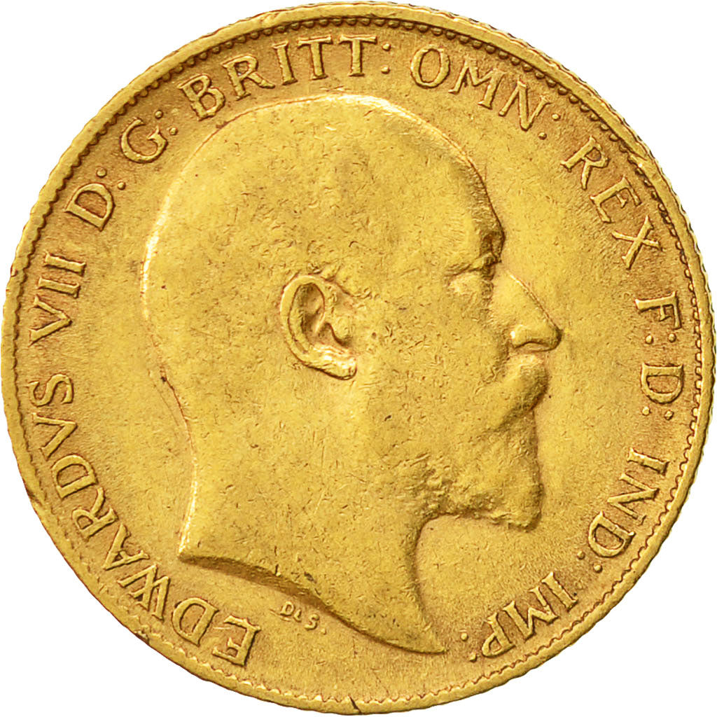 Coin, Great Britain, Edward VII, 1/2 Sovereign, 1907, EF(40-45), Gold, KM:804