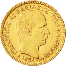 Coin, Greece, George I, 20 Drachmai, 1884, Paris, AU(55-58), Gold, KM:56