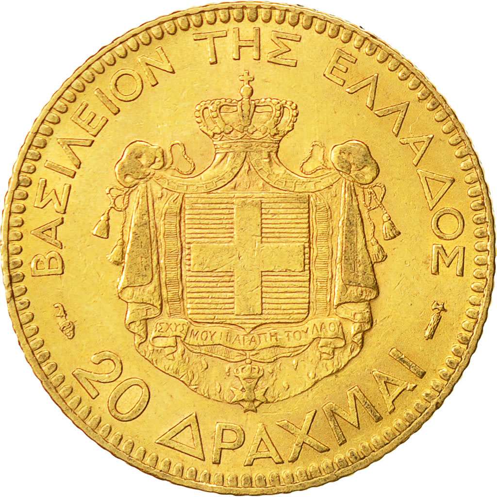 Coin, Greece, George I, 20 Drachmai, 1884, Paris, AU(50-53), Gold, KM:56