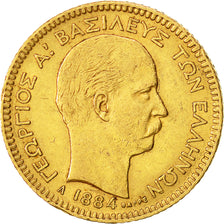 Coin, Greece, George I, 20 Drachmai, 1884, Paris, AU(50-53), Gold, KM:56