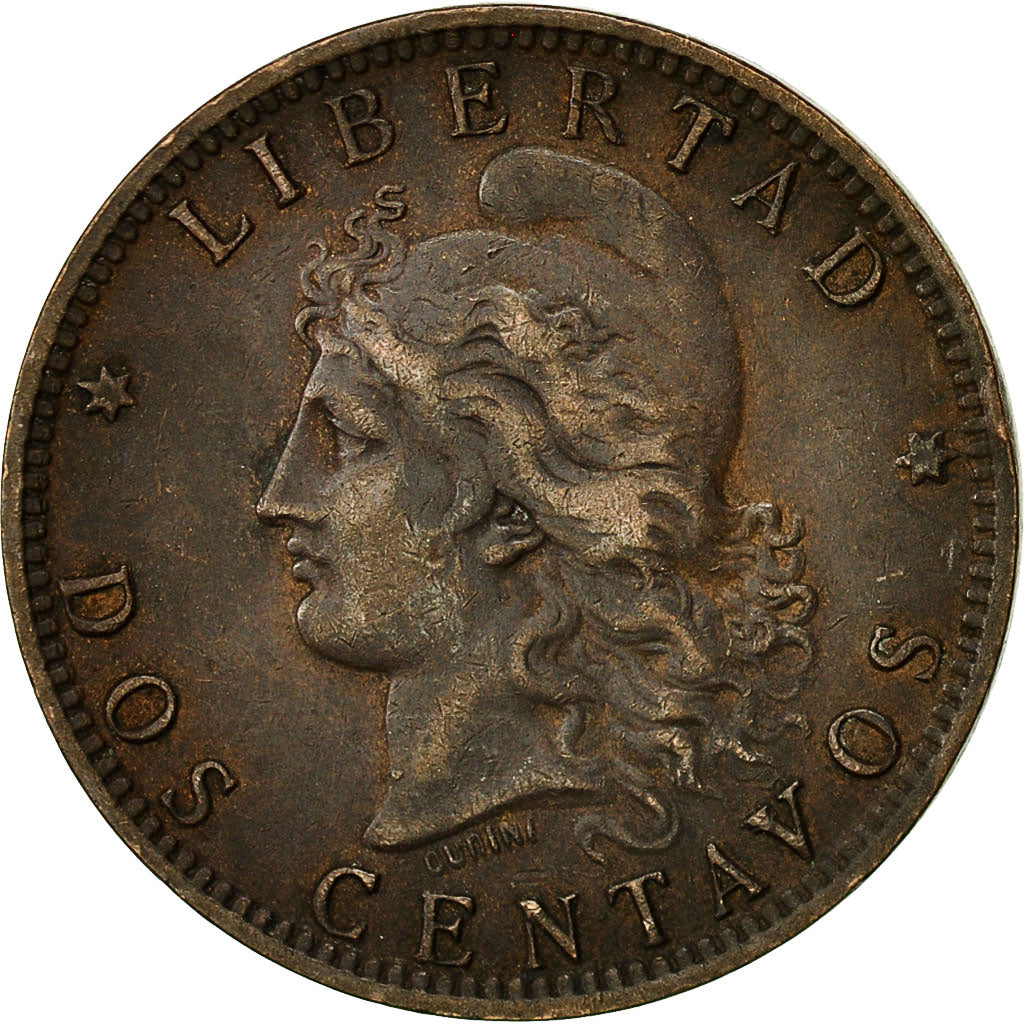 Coin, Argentina, 2 Centavos, 1895, EF(40-45), Bronze, KM:33