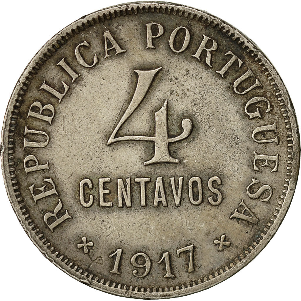 Coin, Portugal, 4 Centavos, 1917, EF(40-45), Copper-nickel, KM:566