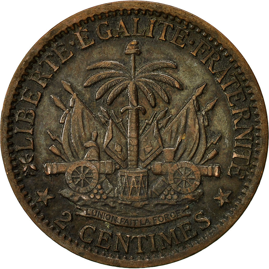 Coin, Haiti, 2 Centimes, 1881, EF(40-45), Bronze, KM:43