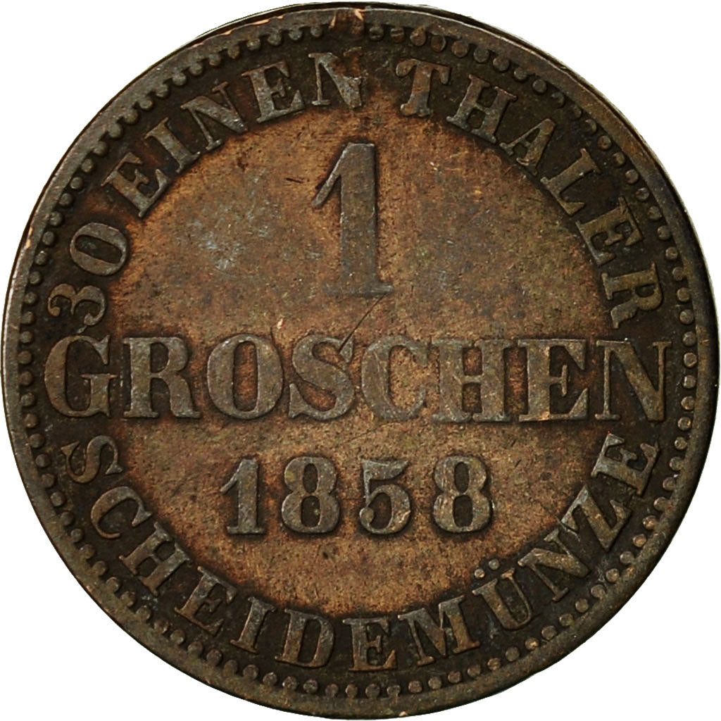 Coin, German States, HANNOVER, Georg V, Groschen, 1858, VF(30-35), Silver