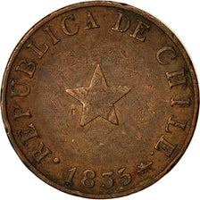 Moneda, Chile, 1/2 Centavo, 1835, MBC, Cobre, KM:114