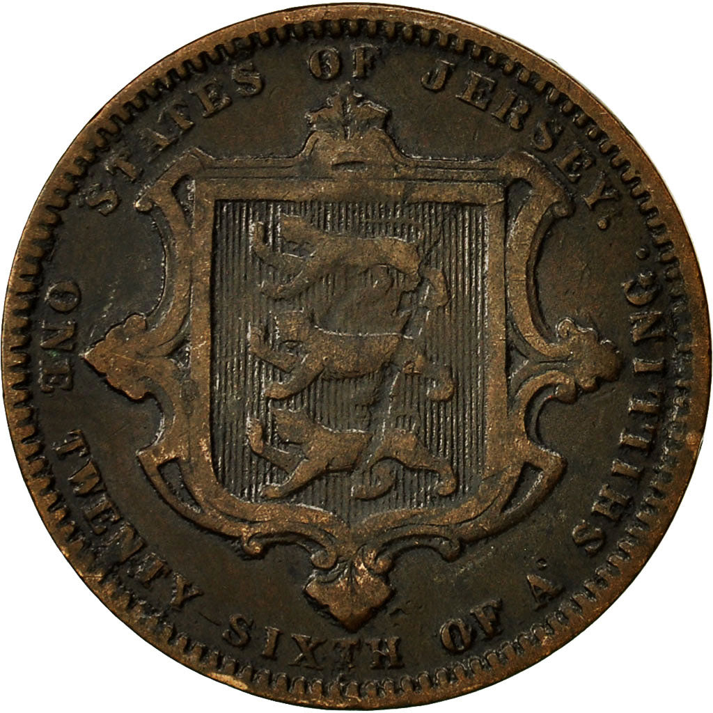 Coin, Jersey, Victoria, 1/26 Shilling, 1871, VF(30-35), Bronze, KM:4