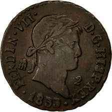 Coin, Spain, Ferdinand VII, 2 Maravedis, 1833, Segovia, EF(40-45), Copper