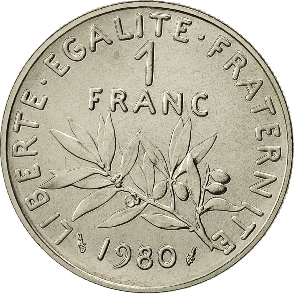 Coin, France, Semeuse, Franc, 1980, Paris, MS(65-70), Nickel, KM:925.1