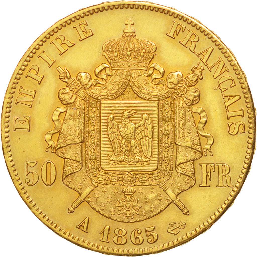France, Napoléon III, 50 Francs, 1865 A, Paris, Or, KM:804.1