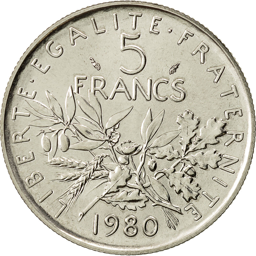 Monnaie, France, Semeuse, 5 Francs, 1980, Paris, FDC, Nickel Clad Copper-Nickel
