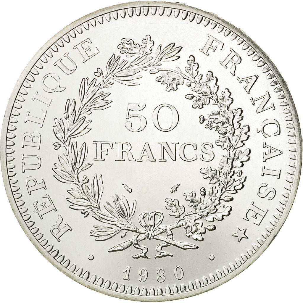 Coin, France, Hercule, 50 Francs, 1980, Paris, MS(65-70), Silver, KM:941.1