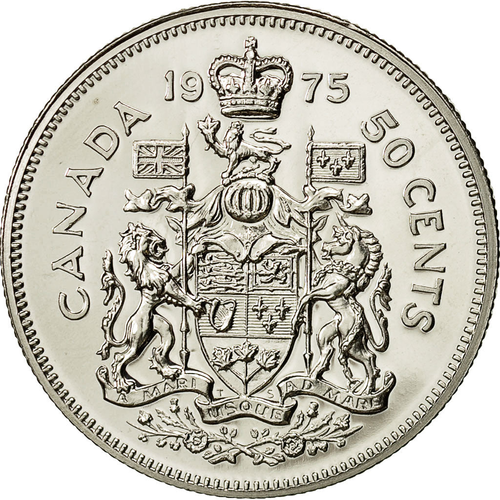 Coin, Canada, Elizabeth II, 50 Cents, 1975, Royal Canadian Mint, Ottawa
