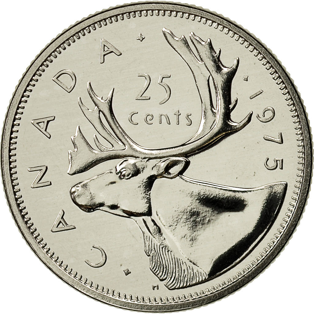 Coin, Canada, Elizabeth II, 25 Cents, 1975, Royal Canadian Mint, Ottawa