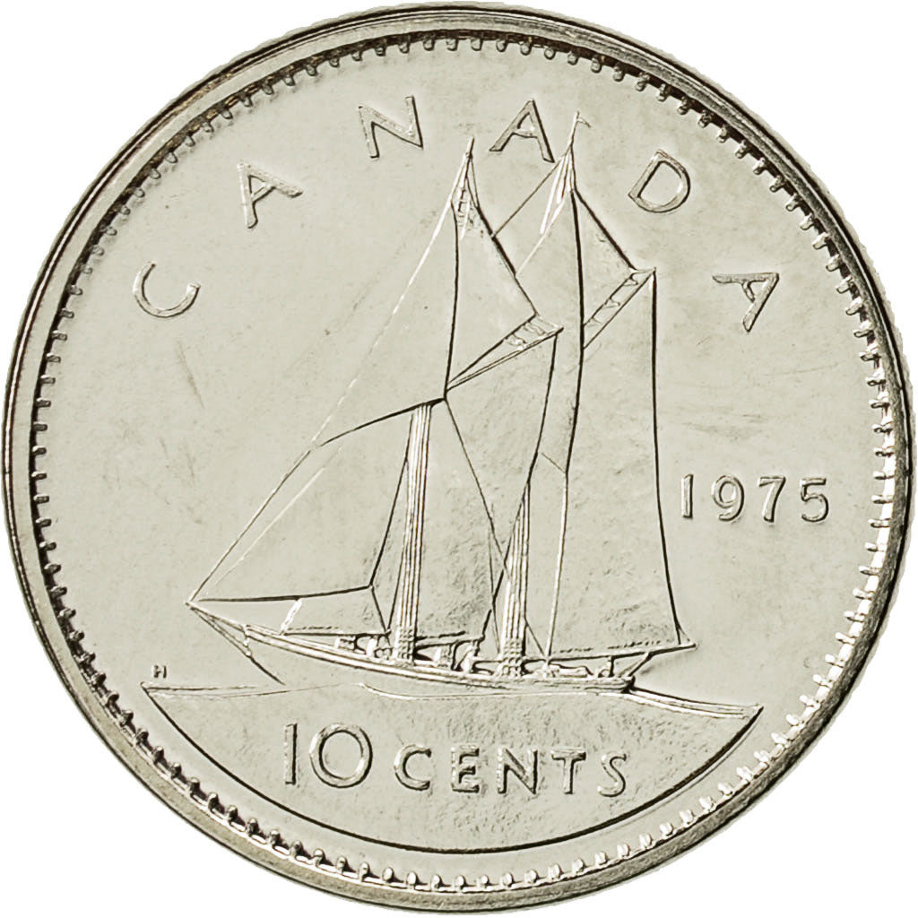 Coin, Canada, Elizabeth II, 10 Cents, 1975, Royal Canadian Mint, Ottawa