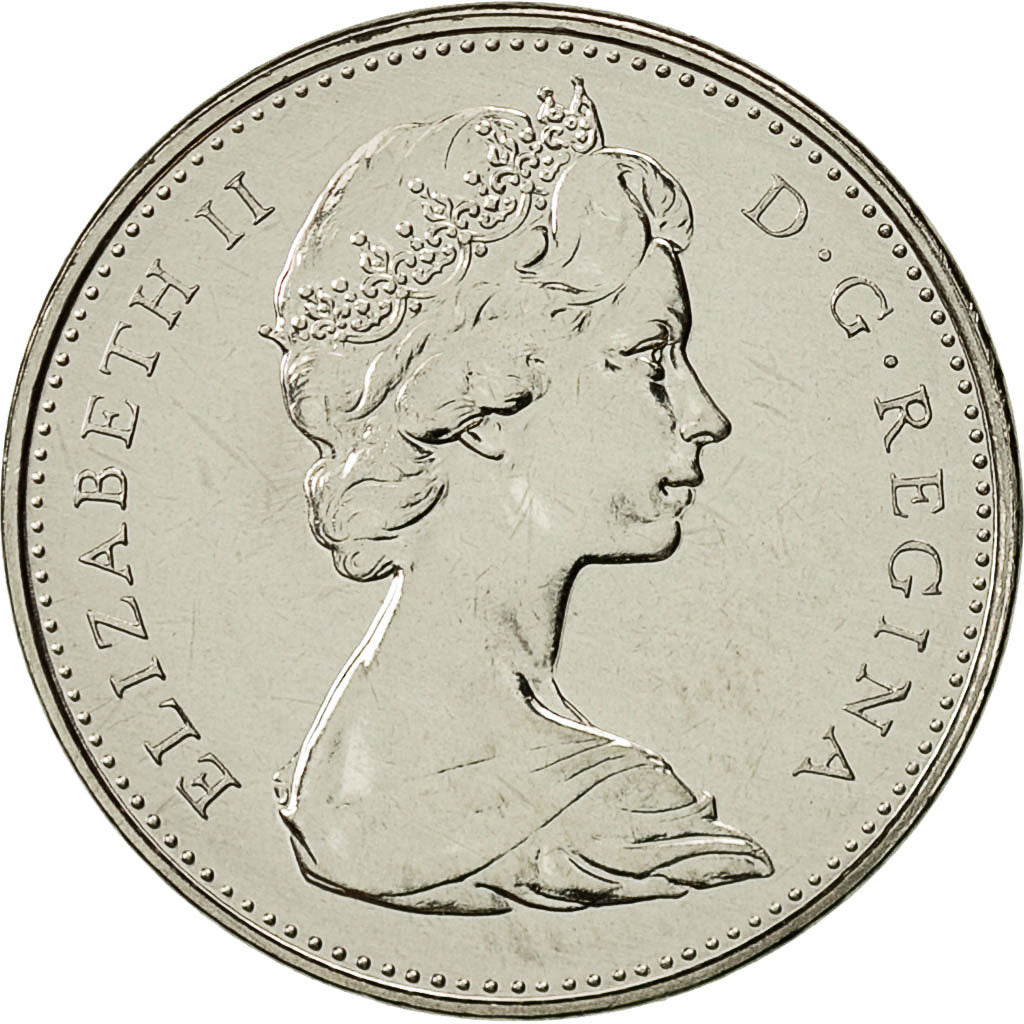 Coin, Canada, Elizabeth II, 5 Cents, 1975, Royal Canadian Mint, Ottawa