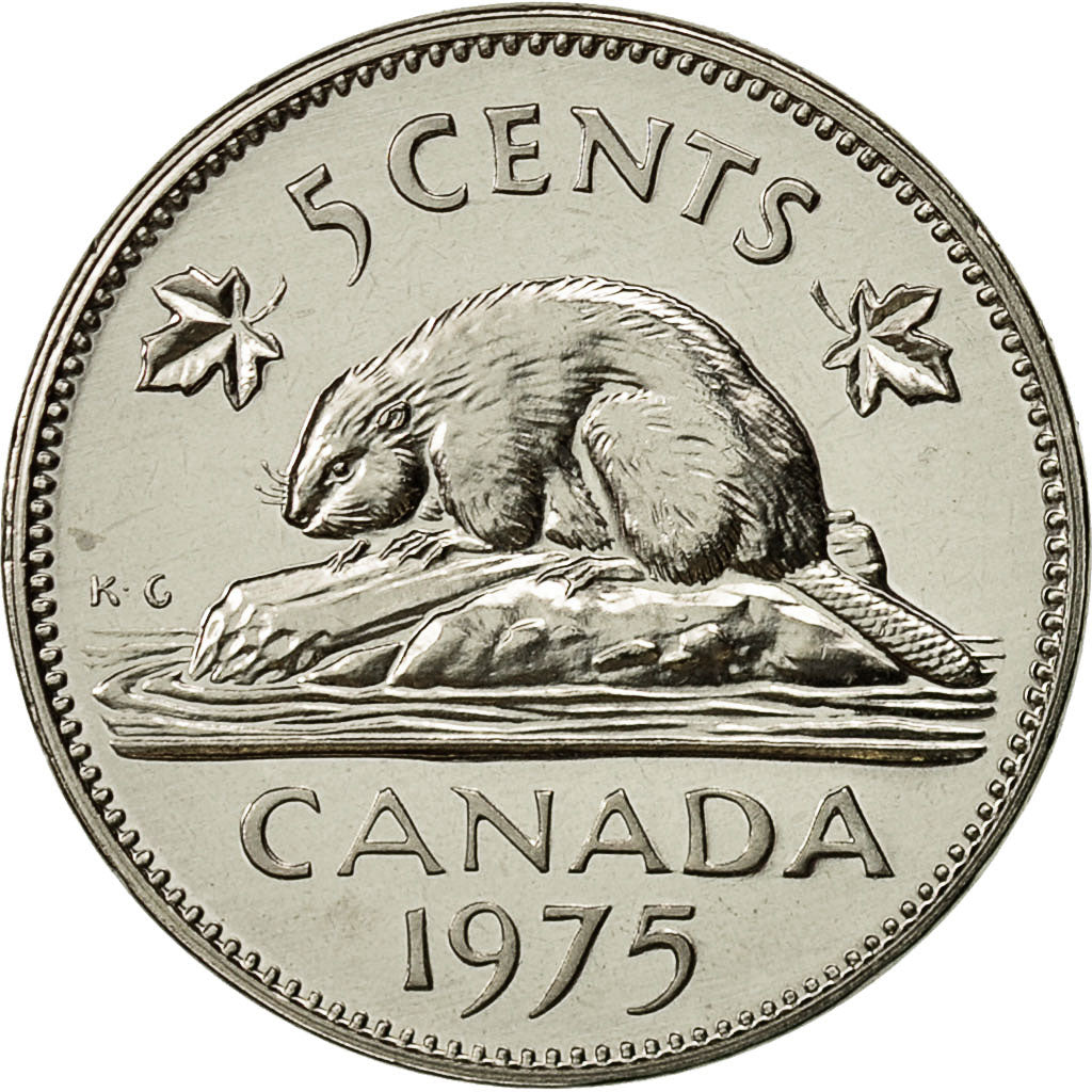 Coin, Canada, Elizabeth II, 5 Cents, 1975, Royal Canadian Mint, Ottawa