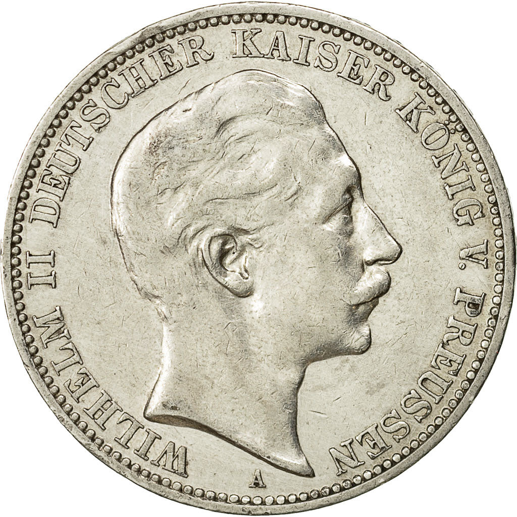Coin, German States, PRUSSIA, Wilhelm II, 3 Mark, 1910, Berlin, EF(40-45)