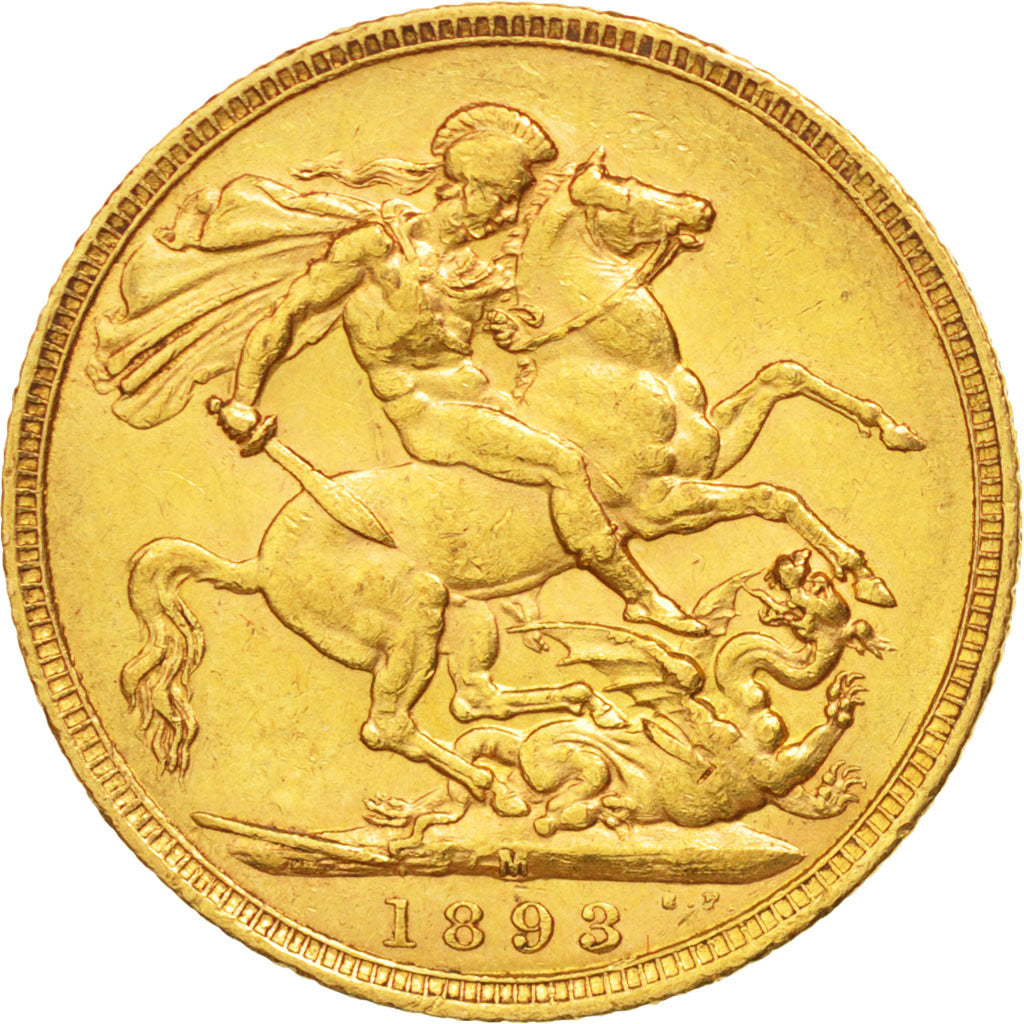 Coin, Australia, Victoria, Sovereign, 1893, Melbourne, AU(55-58), Gold, KM:13