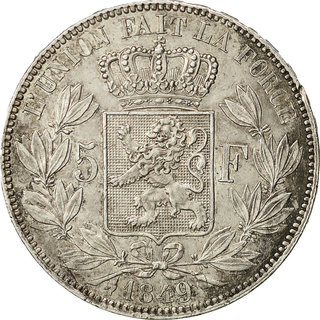 Coin, Belgium, Leopold I, 5 Francs, 5 Frank, 1849, AU(50-53), Silver, KM:17