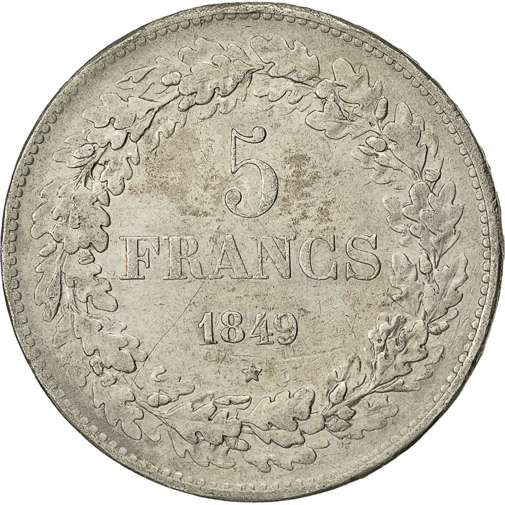 Coin, Belgium, Leopold I, 5 Francs, 5 Frank, 1849, EF(40-45), Silver, KM:3.2