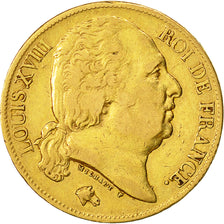 Coin, France, Louis XVIII, Louis XVIII, 20 Francs, 1822, Paris, VF(30-35), Gold
