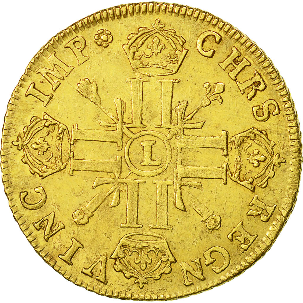 Coin, France, Louis XIV, Double louis d'or aux 8 L, 1702 L, PCGS MS62