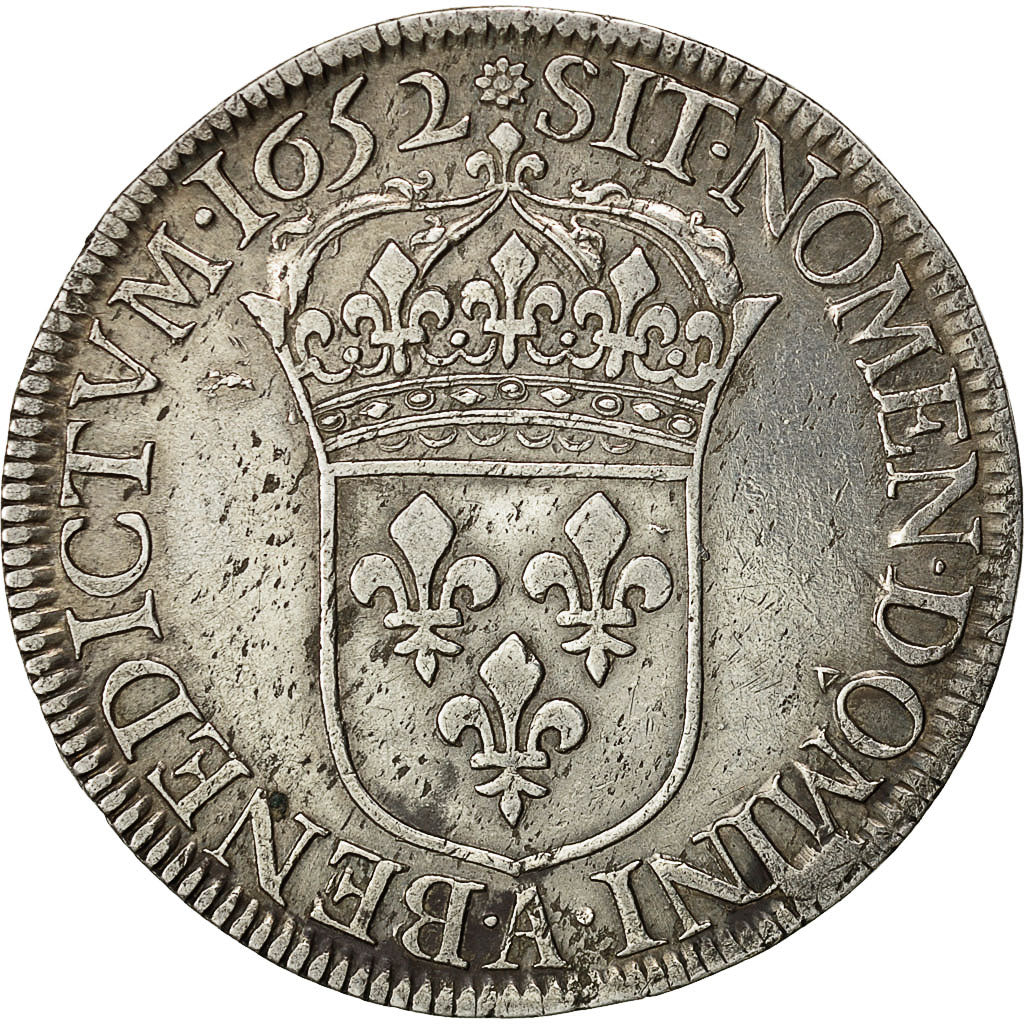 Monnaie, France, Louis XIV, Écu à la mèche longue, Ecu, 1652, Paris, TTB