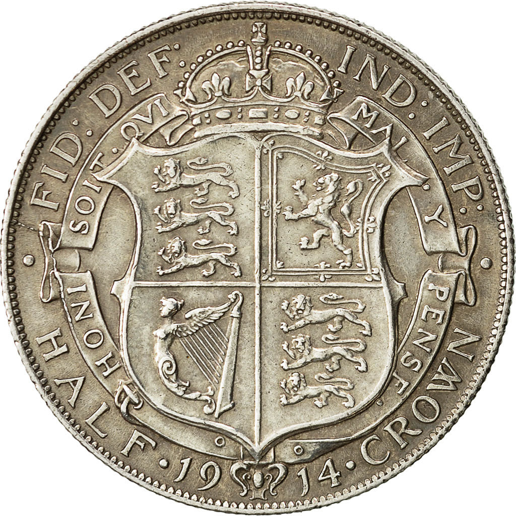 Coin, Great Britain, George V, 1/2 Crown, 1914, EF(40-45), Silver, KM:818.1