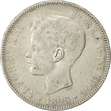 Coin, Spain, Alfonso XIII, 5 Pesetas, 1898, EF(40-45), Silver, KM:707
