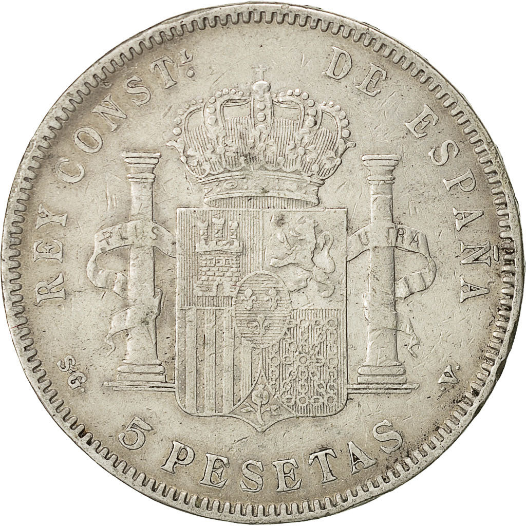 Coin, Spain, Alfonso XIII, 5 Pesetas, 1898, EF(40-45), Silver, KM:707