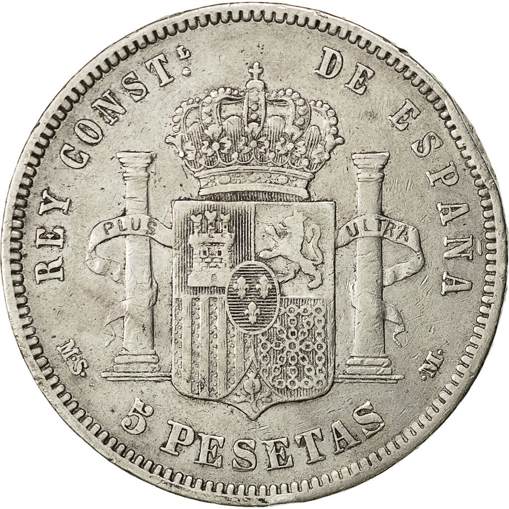 Coin, Spain, Alfonso XII, 5 Pesetas, 1883, EF(40-45), Silver, KM:688