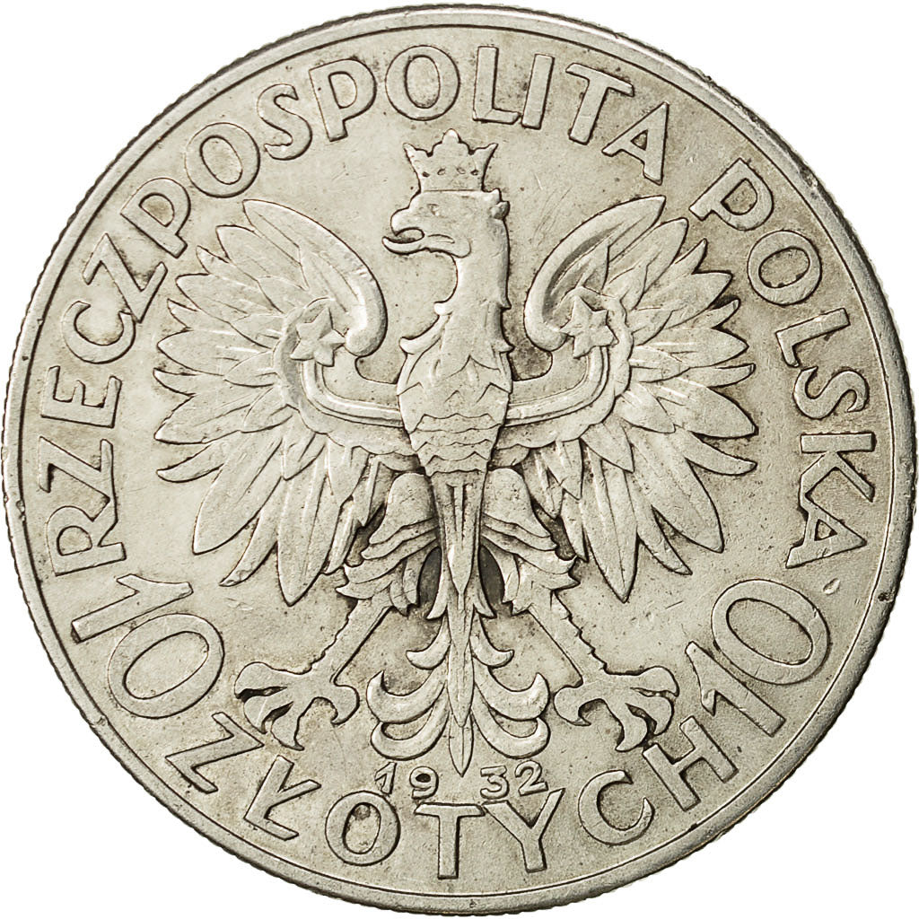 Coin, Poland, 10 Zlotych, 1932, Warsaw, EF(40-45), Silver, KM:22