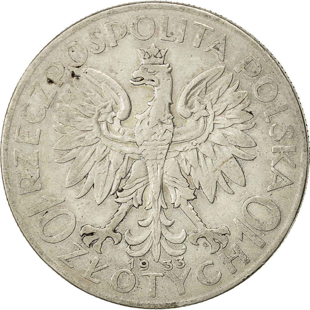 Coin, Poland, 10 Zlotych, 1933, Warsaw, EF(40-45), Silver, KM:22