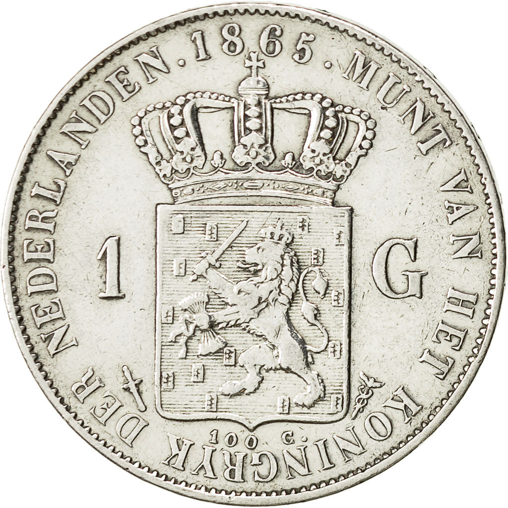 Coin, Netherlands, William III, Gulden, 1865, EF(40-45), Silver, KM:93