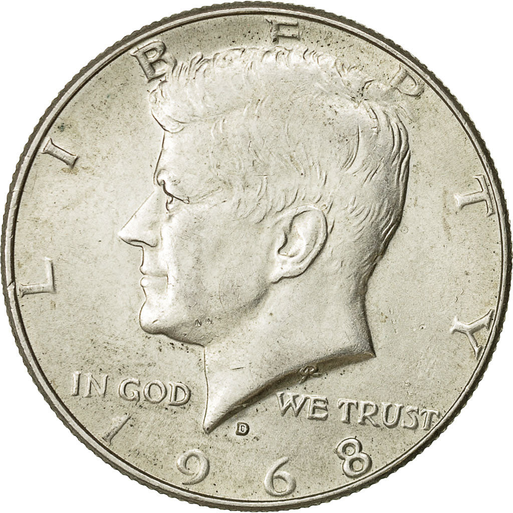 Coin, United States, Kennedy Half Dollar, Half Dollar, 1968, U.S. Mint, Denver