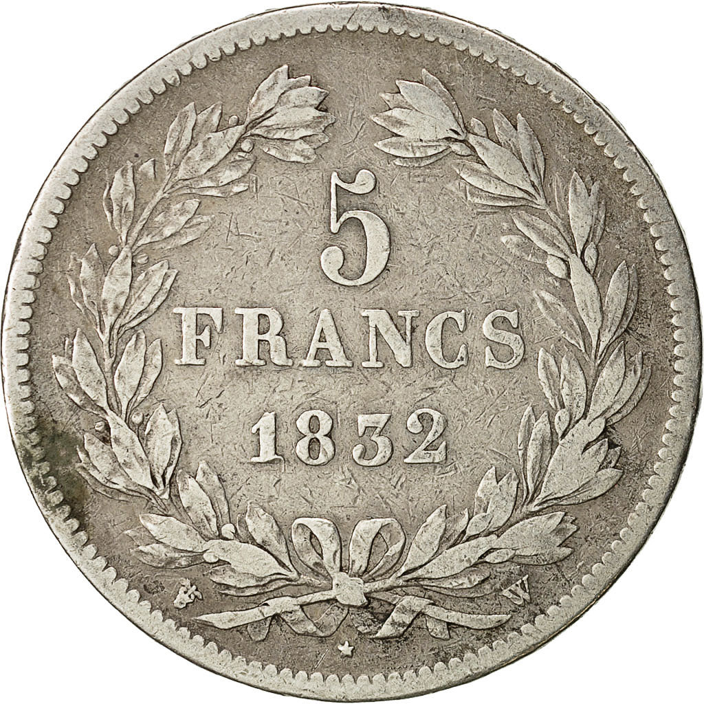 Moneta, Francia, Louis-Philippe, 5 Francs, 1832, Lille, MB, Argento, KM:749.13