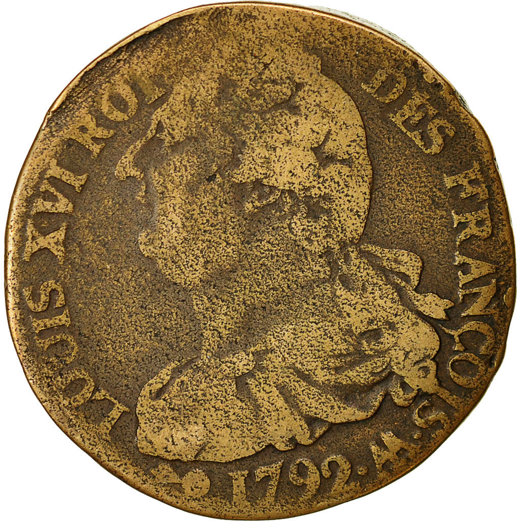 Coin, France, 2 sols françois, 2 Sols, 1792, Metz, F(12-15), Bronze, KM:603.2
