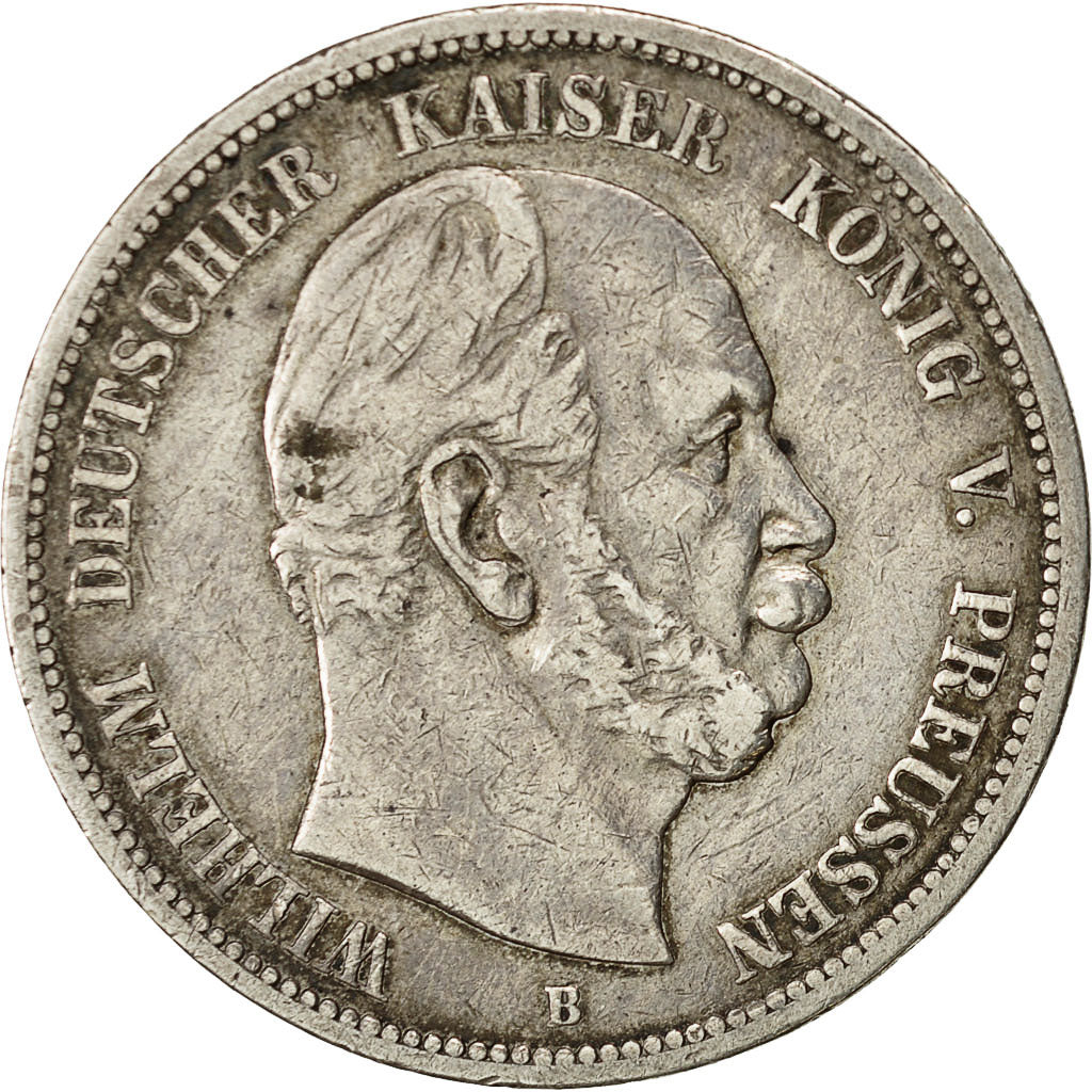 Coin, German States, PRUSSIA, Wilhelm I, 5 Mark, 1875, Hannover, EF(40-45)