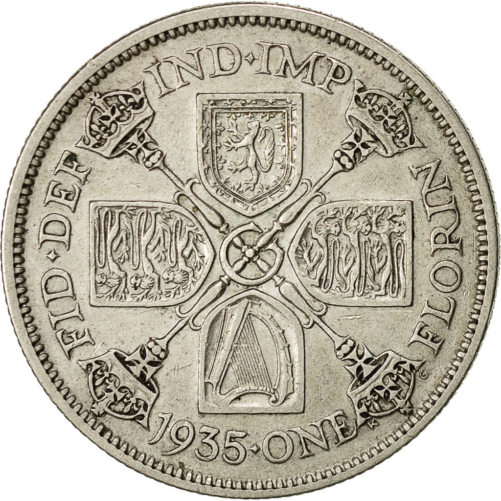 Coin, Great Britain, George V, Florin, Two Shillings, 1935, EF(40-45), Silver