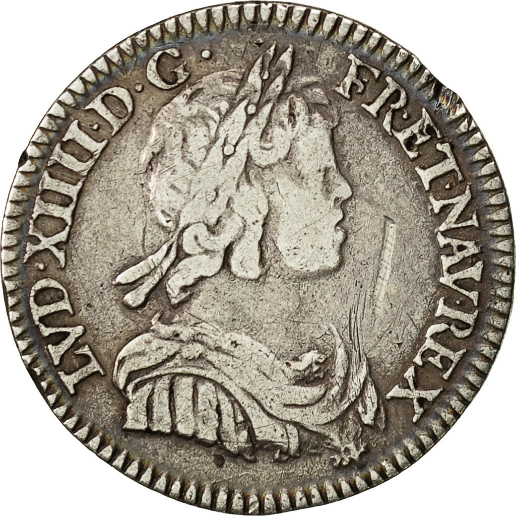 Coin, France, Louis XIV, 1/12 Écu à la mèche courte, 1/12 ECU, 10 Sols, 1644