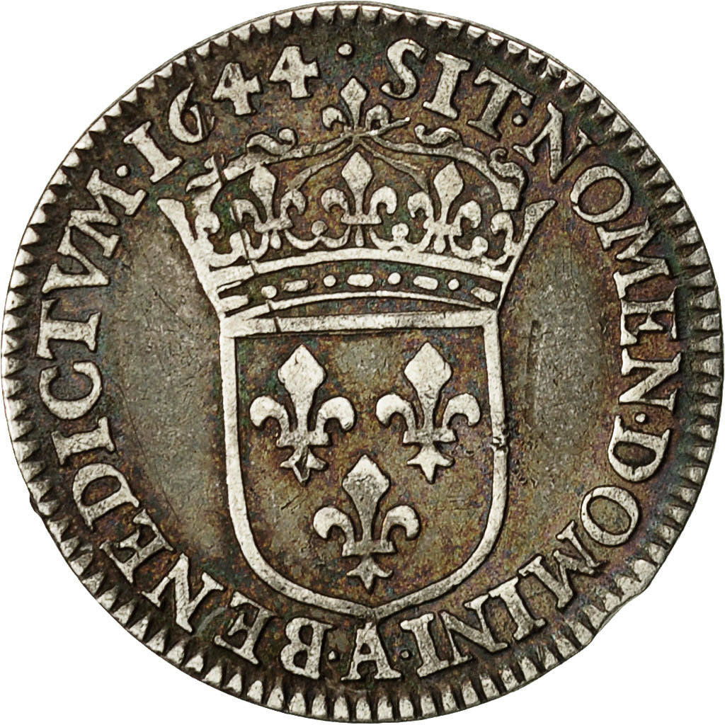 Coin, France, Louis XIV, 1/12 Écu à la mèche courte, 1/12 ECU, 10 Sols, 1644