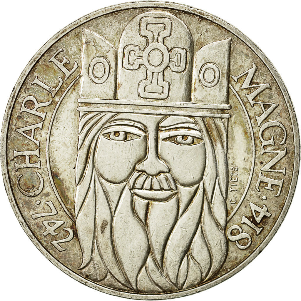 Coin, France, Charlemagne, 100 Francs, 1990, AU(55-58), Silver, KM:982