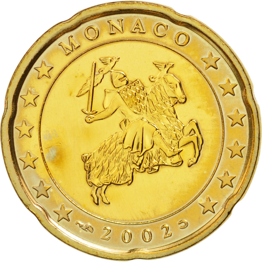 Monaco, 20 Euro Cent, 2002, SPL, Ottone, KM:171