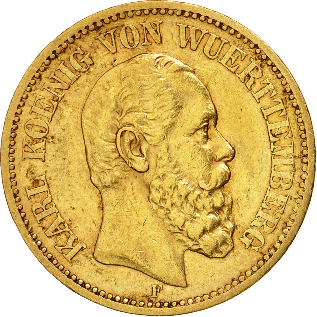 Coin, German States, WURTTEMBERG, Karl I, 20 Mark, 1873, Freudenstadt