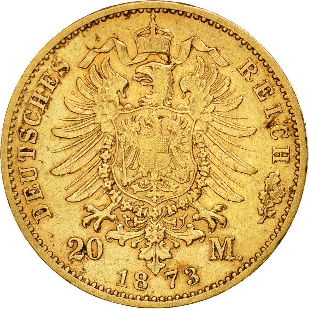 Coin, German States, WURTTEMBERG, Karl I, 20 Mark, 1873, Freudenstadt