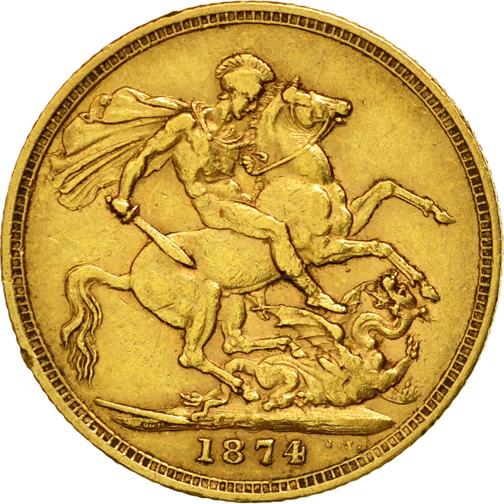 Coin, Australia, Victoria, Sovereign, 1874, Sydney, EF(40-45), Gold, KM:7