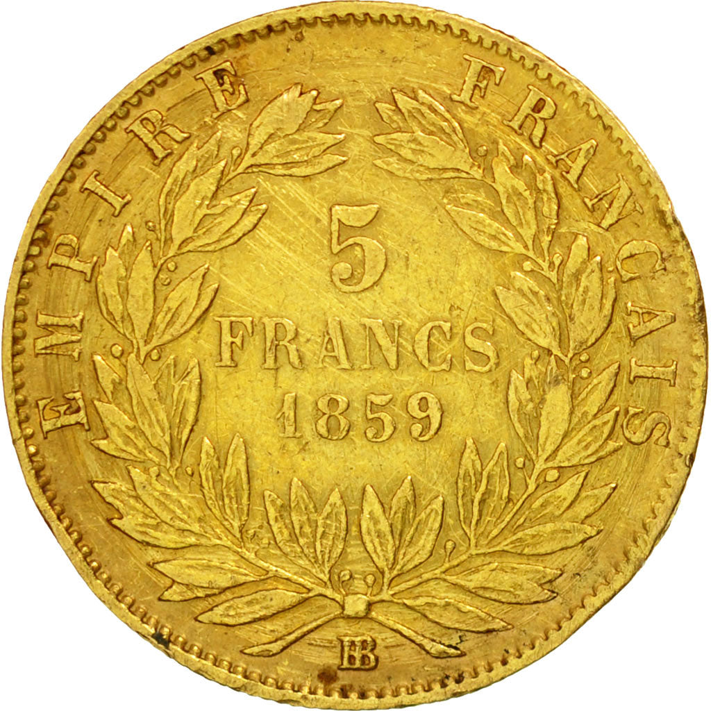 Munten, Frankrijk, Napoleon III, Napoléon III, 5 Francs, 1859, Strasbourg, FR